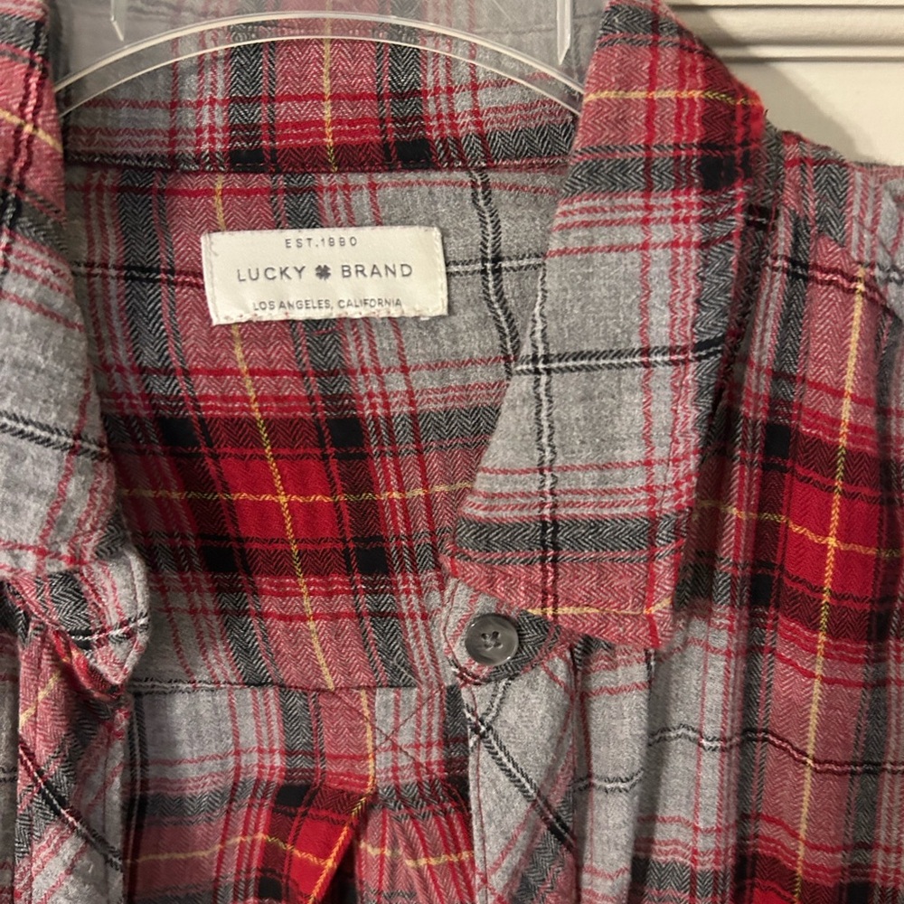 Lucky Brand Red and Gray Plaid Shirt - Picture 2 of 4